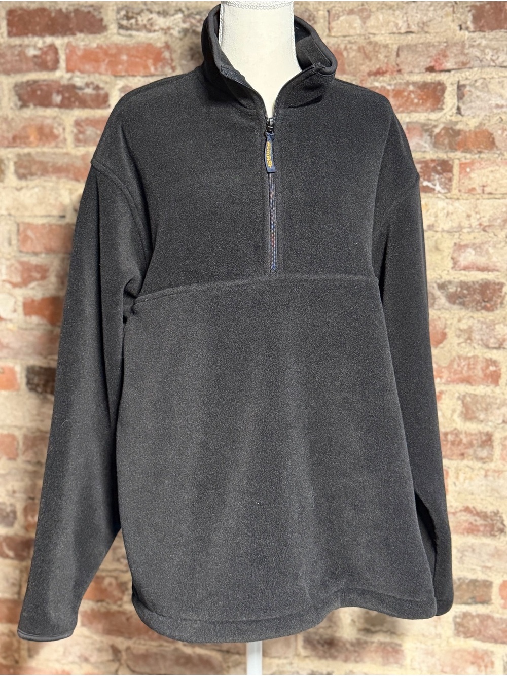 Woolrich John Rich & Bros Fleece Quarter Zip Pullover Sweater Jacket Gray Size L